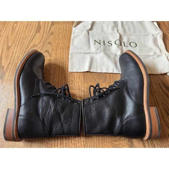 NISOLO Black Leather All-Weather Amalia Boots Size 10 - Picture 11 of 16